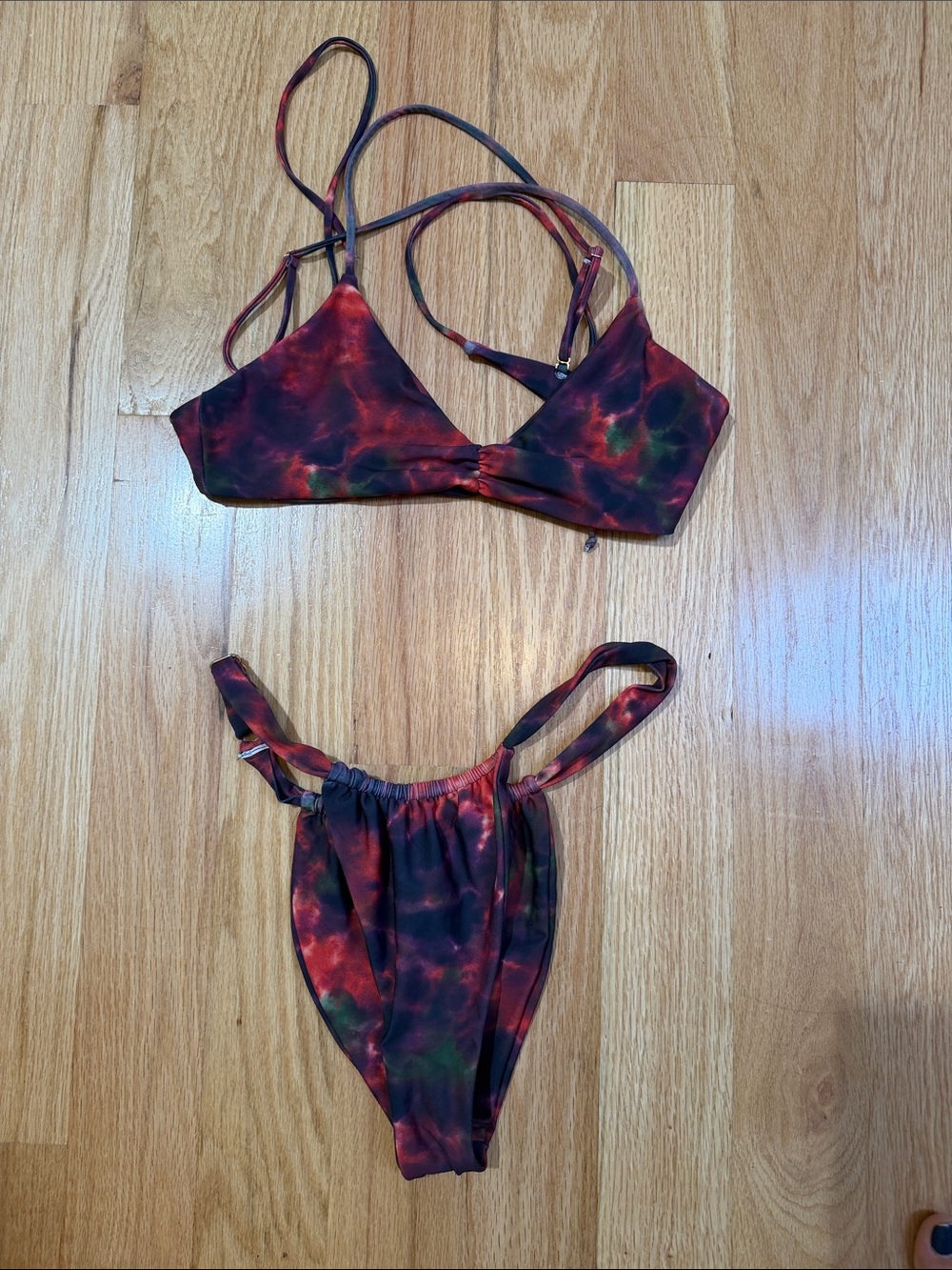 Skatie Tie-Dye Red & Green Bikini Set